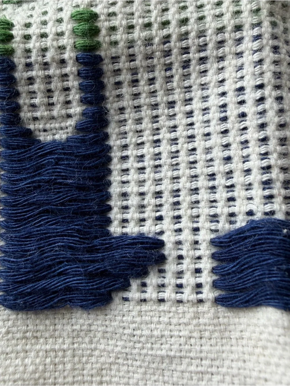 Vintage Folk Embroidered Tablecloth 68x96 Cotton Fringe